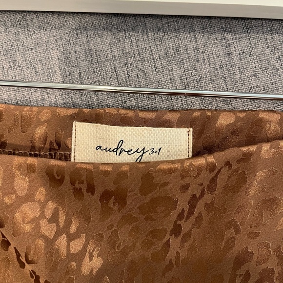 Brown Leopard Print Satin Slip Skirt - Picture 2 of 3